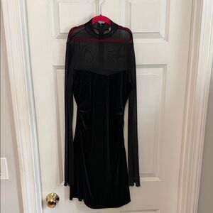 Wild Fable Black Long Sleeve Dress with Mesh Detail